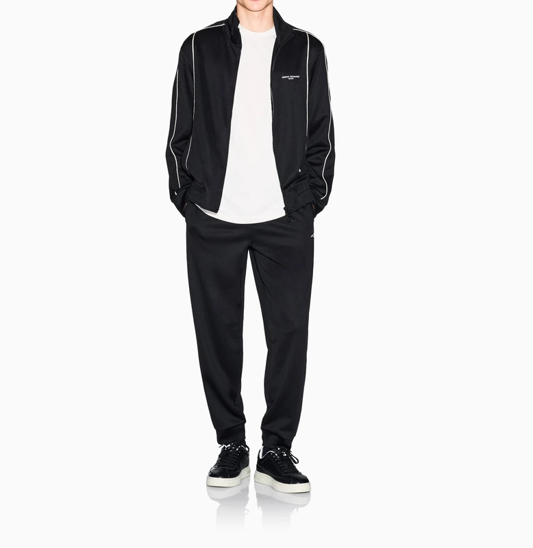 Armani Exchange Men's Long Sleeve Side Logo Zip Closure, Sweatshirt, Black, M, black, M