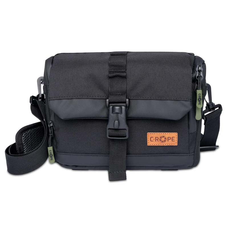C-Rope Camera Bag Compact & Waterproof | Photo Shoulder Bag | Camera Bag for SLR, System Camera & DSLR Cameras V3, Black, Size M, Additional Pocket - Image 1
