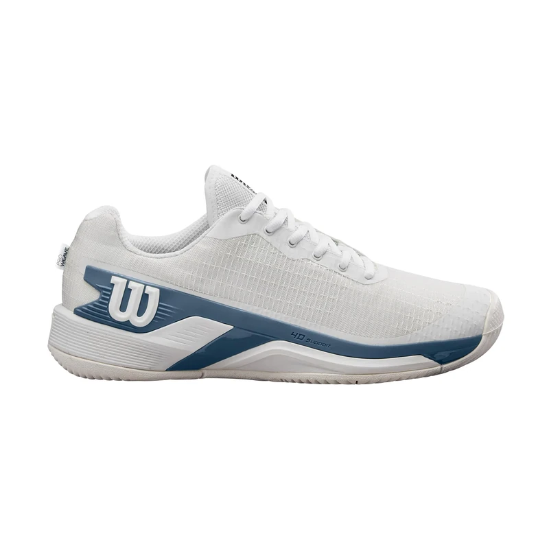 Wilson Rush Pro Extra Duty Men's Tennis Shoes, Featuring ProWeave Stability and Durable Drag Pads for Protection, All-Court Performance, Colour: White/China Blue/Silver Birch, Size: 10.5