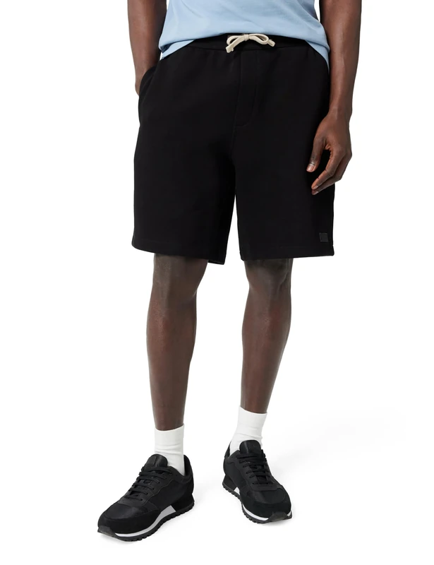 Armani Exchange Men's Cozy Relaxed Fit Side Logo Patch Shorts, Black, L