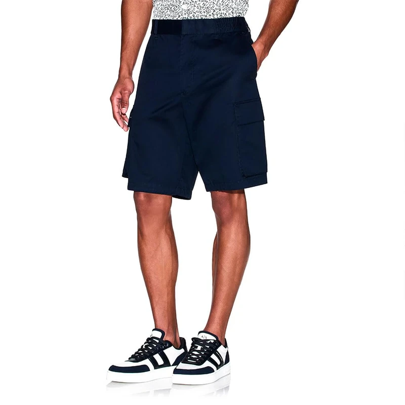Armani Exchange Men's Urban Style Back Logo, Cargo Shorts, Blue, 38, deep Navy, 28