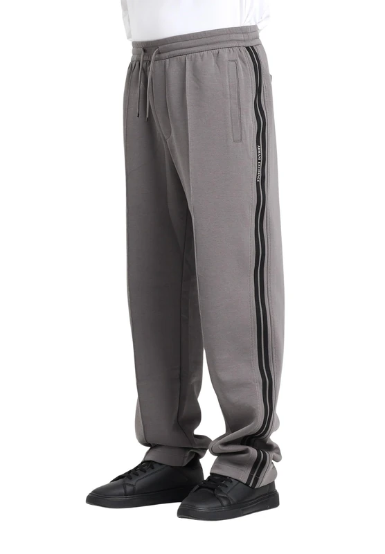 Armani Exchange Men's Stripes Detail Double Pockets Pants, Dark Gull Gray, XS