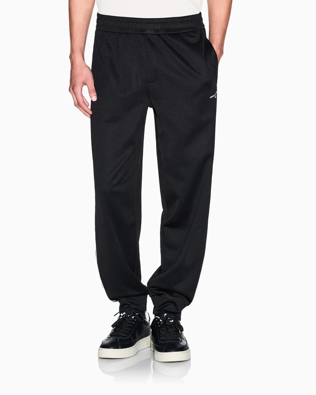 Armani Exchange Men's Cuffed Leg Side Stripes Detail, Sweatpants, Black, L, Black, L