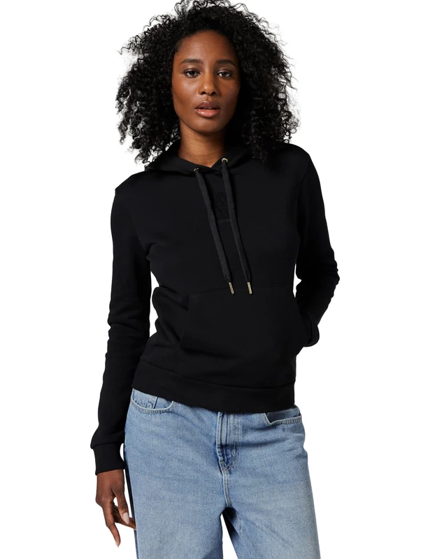 Armani Exchange Women's Cuffed Sleeve Front On Tone Logo Sweatshirt, black, XS