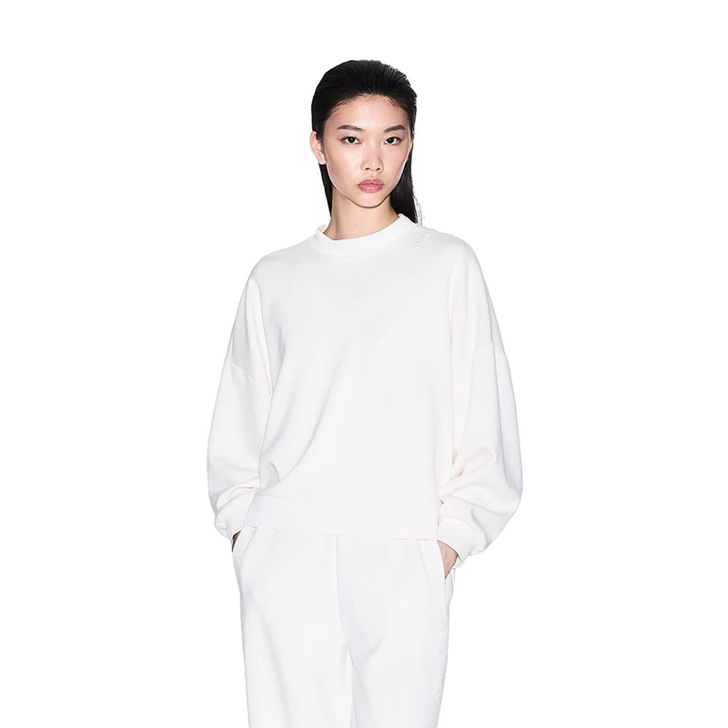 Armani Exchange Women's Relaxed Fit Logo Sweatshirt - White