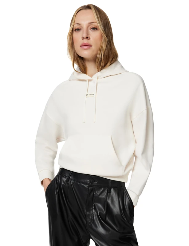 Armani Exchange Women's Cross Gender, Cuffed Sleeve Small Front Logo Relaxed Fit, Sweatshirt, White, XL, ISO, XL