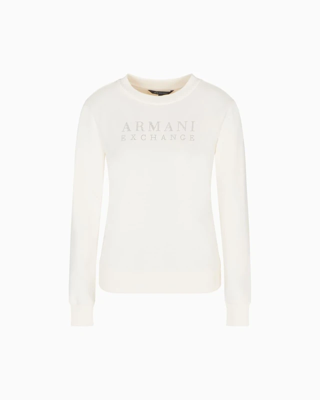 Armani Exchange Women's Long Sleeve Round Collar Front Logo Sweatshirt, ISO, S