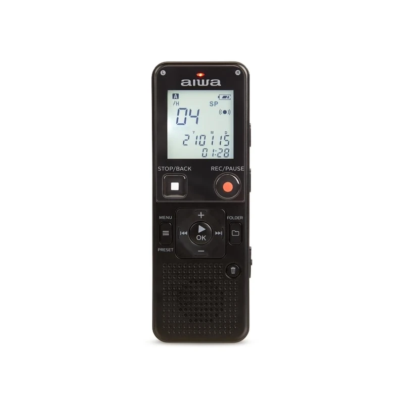 AIWA DVR-A600 Digital Voice Recorder with Stereo Microphone and Built-in 16GB Memory - Black
