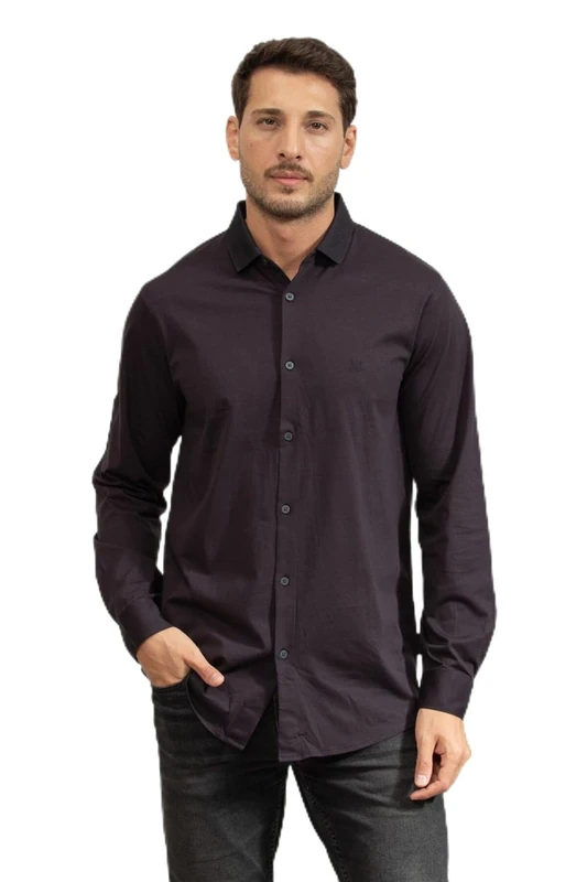 Armani Exchange Men's Cross Gender, Long Sleeve Classic Fit Side Logo, Shirt, Blue, L, deep Navy, L
