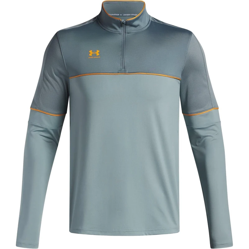 Under Armour Men's Challenger Training Quarter Zip, Tough, Lightweight and Breathable Tracksuit Top for Sports and Athletics, Men's Quarter-Zip Top with Thumbholes,Jasper Blue / / Squad Orange,SM