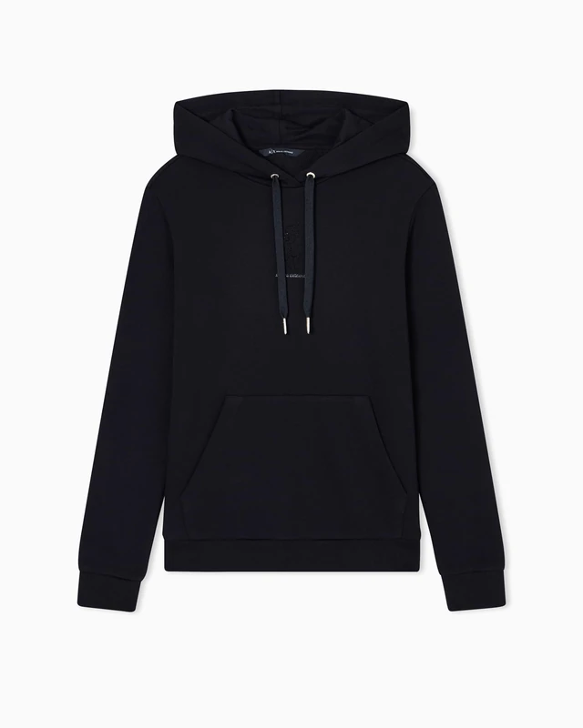 Armani Exchange Women's Cuffed Sleeve Front On Tone Logo Sweatshirt, black, L