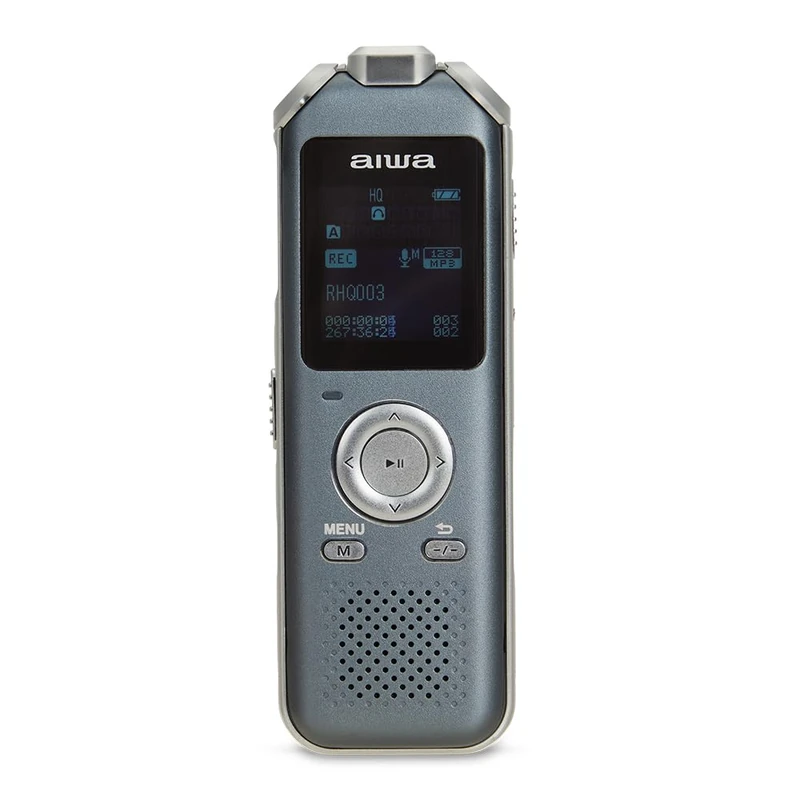 AIWA DVR-M700 Digital Voice Recorder Metal with Three Stereo Microphones and Built-in 16GB Memory - Silver