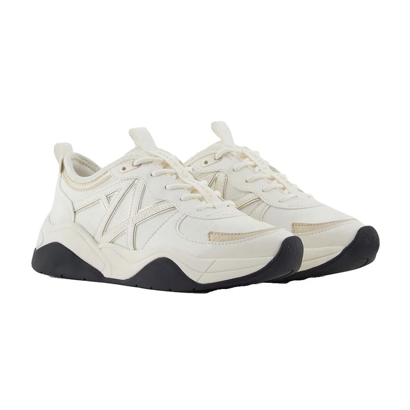 Armani Exchange Women's Cher, Side Logo, Colour Contrasts Trainers, White, 38