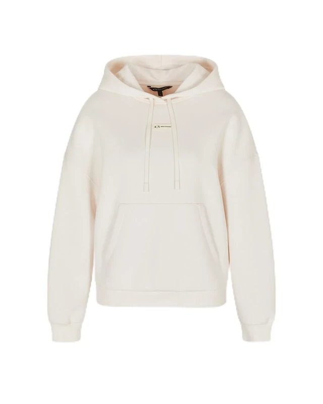 Armani Exchange Women's Cross Gender, Cuffed Sleeve Small Front Logo Relaxed Fit Sweatshirt, ISO, S