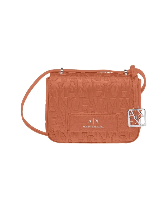 Armani Exchange Women's Essential, Liz Pebble Embossed Logo Crossbody Bag, Red, One Size