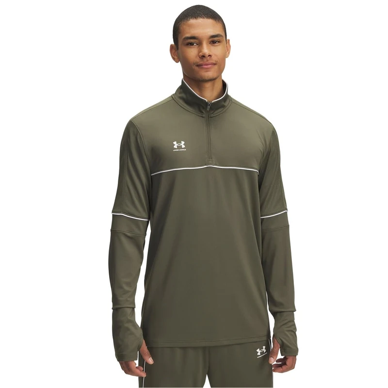 Under Armour UA M Challenger Training QZ - Long Sleeve - Tops - Marine OD Green/White - Size: XXL