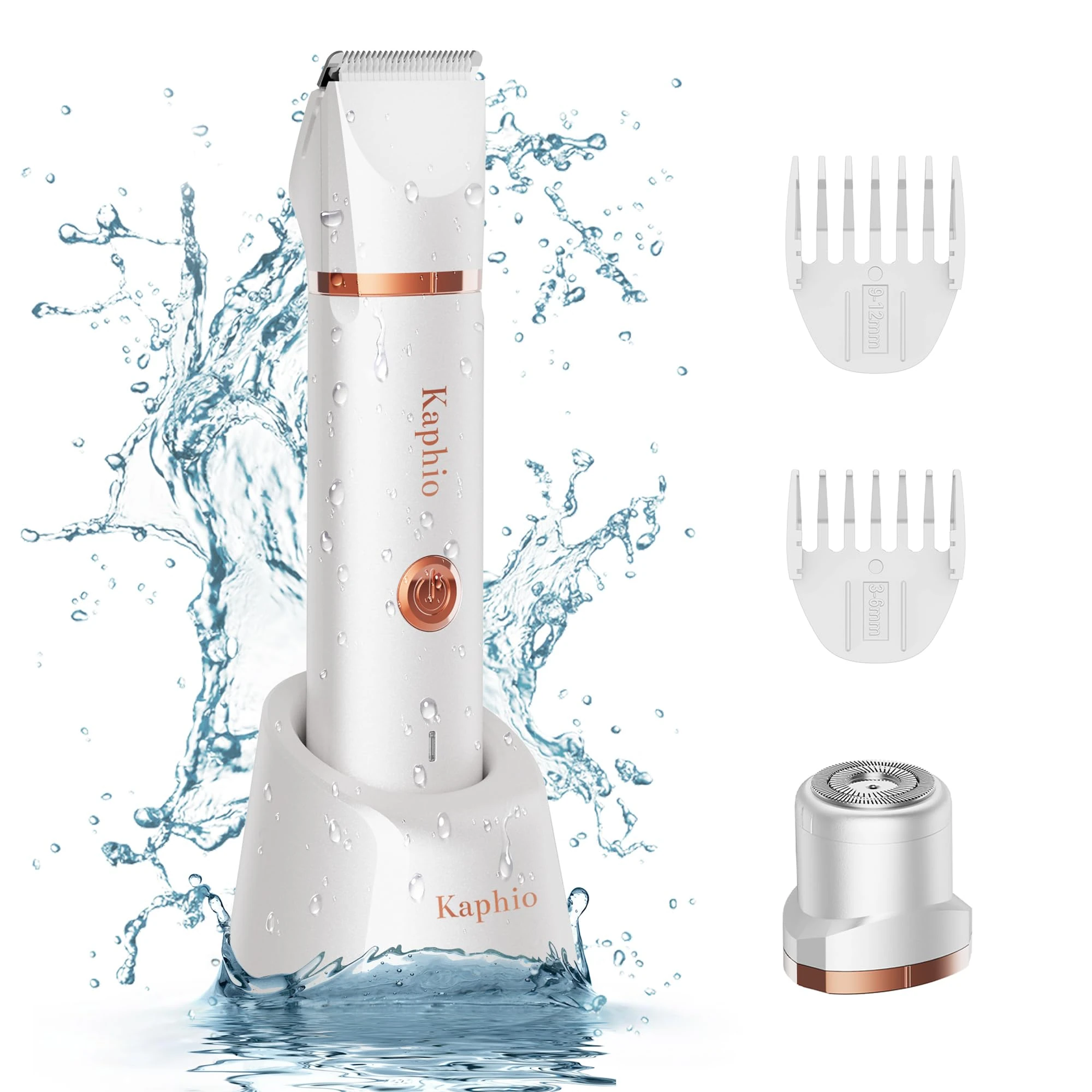 Dermave Pearl White 2-in-1 Electric Bikini Trimmer for Women - IPX7 Waterproof Travel & Shower Use