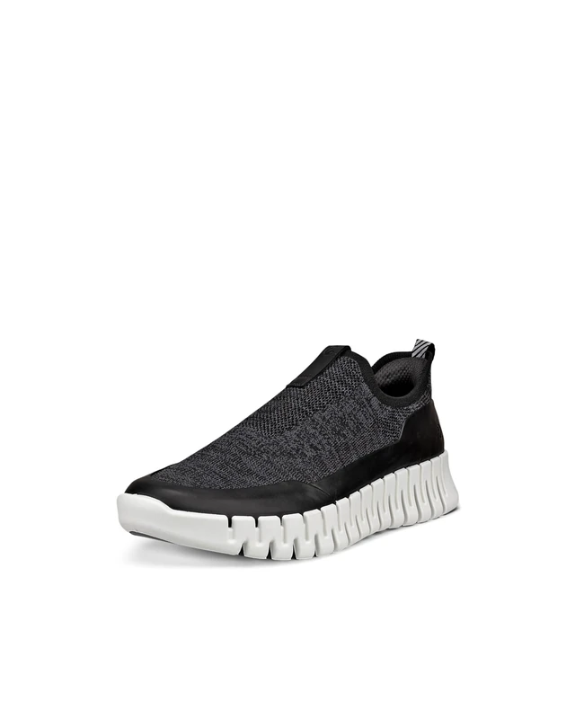 ECCO Women's Gruuv Easy Slip on Sneaker, Black/Magnet, 6/6.5 UK