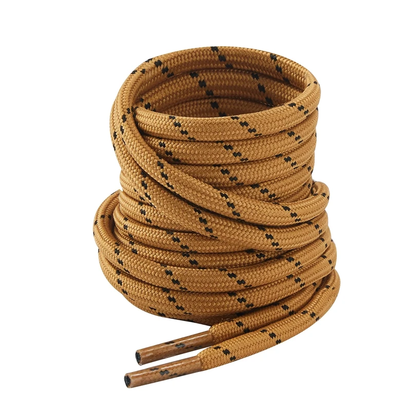 CCSOFTIME 2 Pairs Heavy Duty Walking Boot Laces, Strong Round Shoelaces for Berghaus Hiking, Work & Safety Boots, 4.5mm Thick, Tan Black-150CM