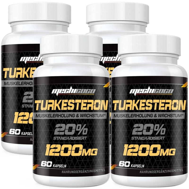 Turkesterone Supplement 1200mg Ajuga Turkestanica Extract (4 Packages)- High Strength, Standardized to 20% Turkesterone, Muscle Growth & Strength - Vegan, Free from Soy, Additives
