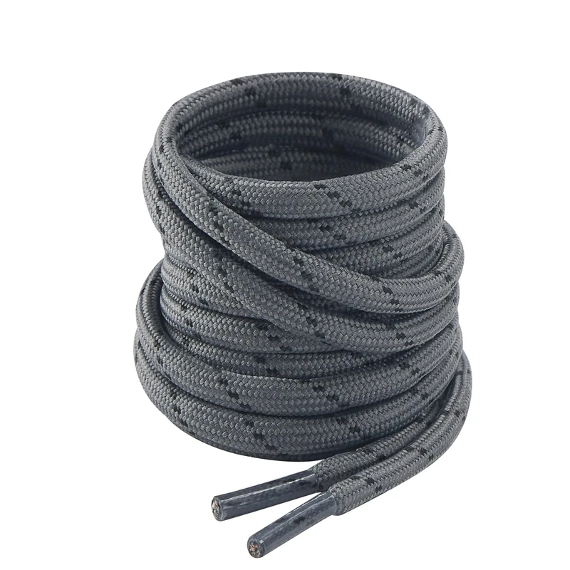 CCSOFTIME 2 Pairs Strong Walking Boot Laces,Heavy Duty Boot Laces for Work Boots,Strong 4.5mm Bootlaces for Walking Boots,Durable Hiking Thick Shoe Laces for Women Men,Grey Black-150CM
