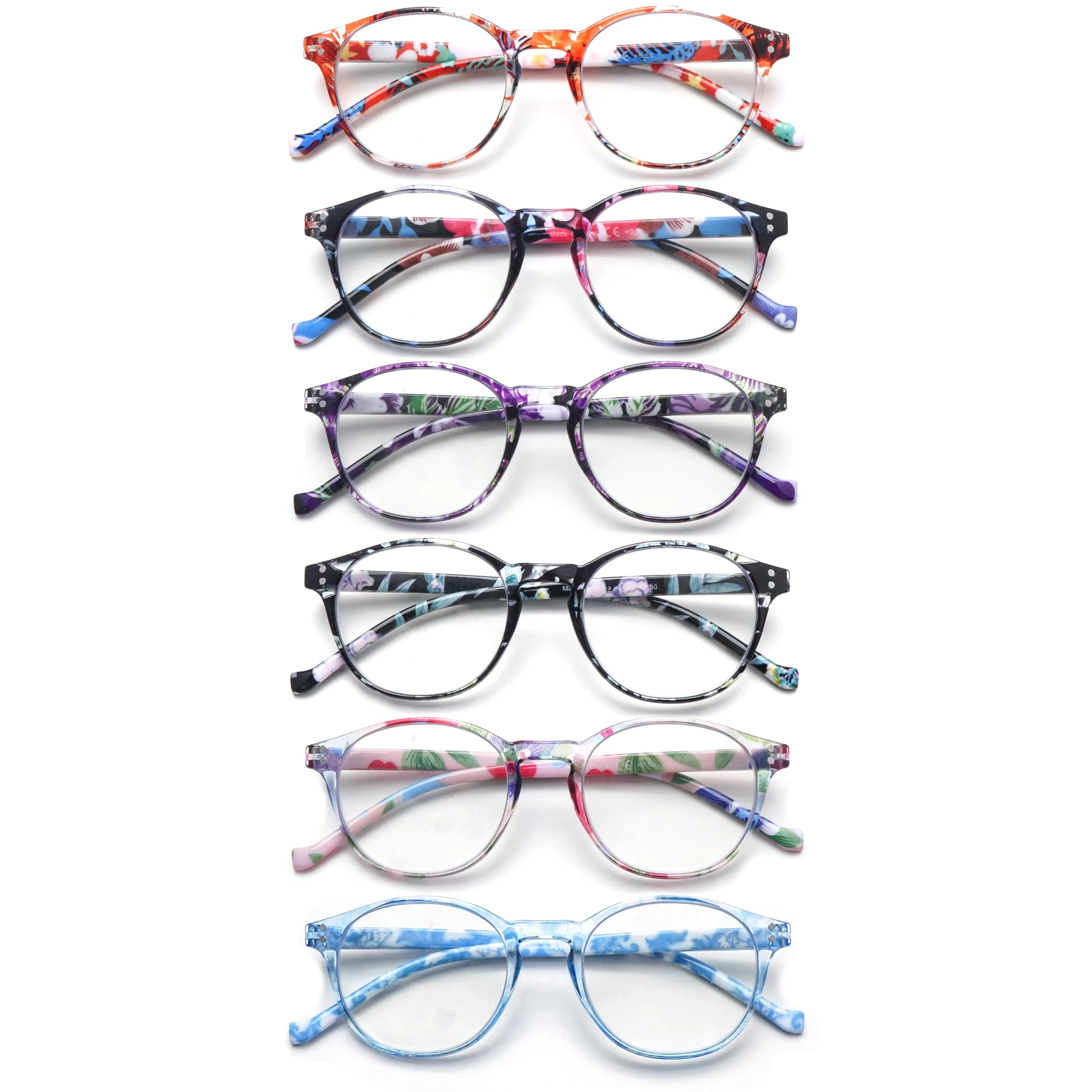 ZONLON 6 Pack stylish Reading Glasses Men Women Blue Light Blocking Lightweight Computer Readers with Spring Hinges (6 multicolor, 1, x)