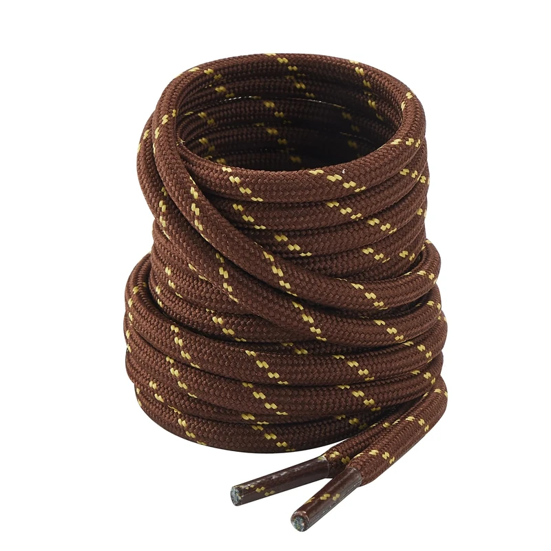 CCSOFTIME 2 Pairs Strong Work boot Laces Heavy-Duty for Berghaus Hiking, Walking, Steel Toe Cap Boots, 4.5mm Thick Round Shoelaces for Women, Men, Kids, Brown-Yellow-150CM
