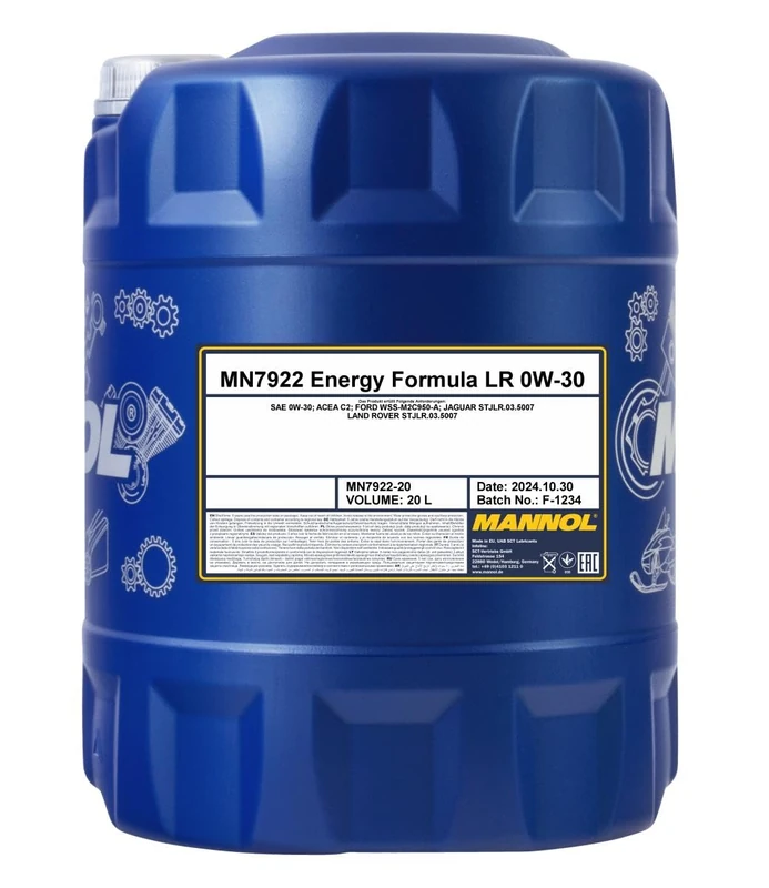Mannol 20 Litres Energy Formula LR 0W-30 Engine Oil ACEA C2 Universal Fully Synthetic Ester Technology