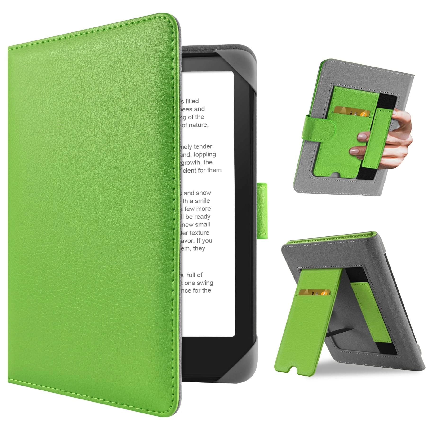 HoYiXi Universal Case for 7 inch Kindle Paperwhite/Colorsoft 2024 Compatible with 6.8" Paperwhite Kobo Clara HD/Kobo Clara 2E eReader Protective cover with Foldable Stand Built-in pocket,Light green
