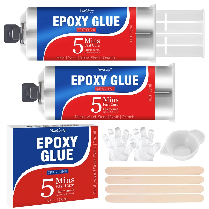 5 Minute Epoxy Glue 100ml - Clear 2 Part Fast Curing Epoxy Adhesive, Universal Strong Bonding Epoxy Repair Glue - Waterproof, Heat-Resistant for Metal, Plastic, Wood, Ceramic, Glass & More