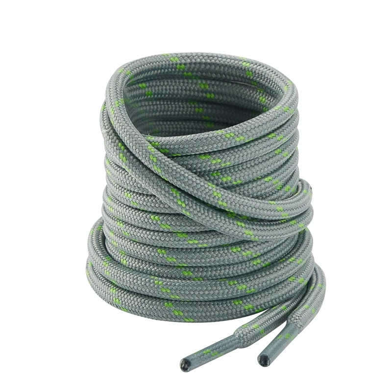 CCSOFTIME 2 Pairs Strong Walking Boots Laces,Heavy Duty Work Boot Laces for Work Boots,4.5mm Round Walking Boots,Durable Hiking Thick Boot Shoe Laces for Women Men,Grey Green-150CM