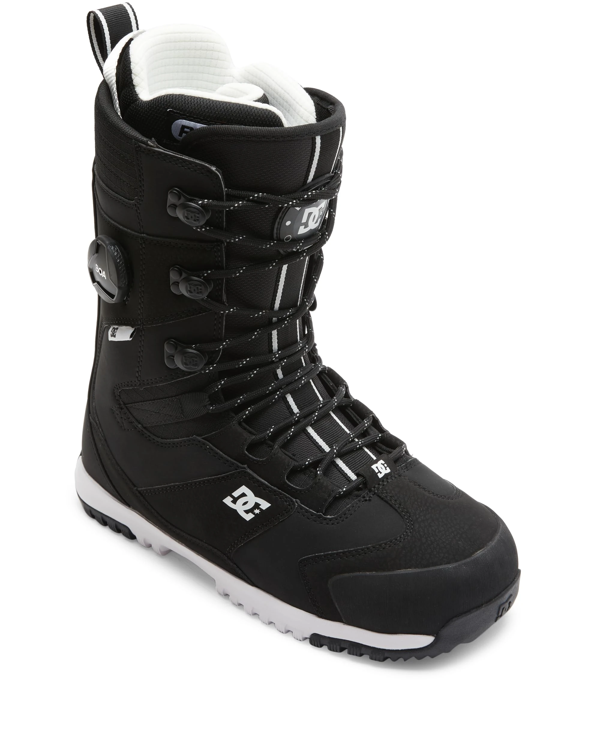 DC Shoes Men's Premier Hybrid Adjustable Medium Flex Snowboard Boot w/Lightweight Liner, Molded Insole & Reinforced Outsole, Black/White, 7.5