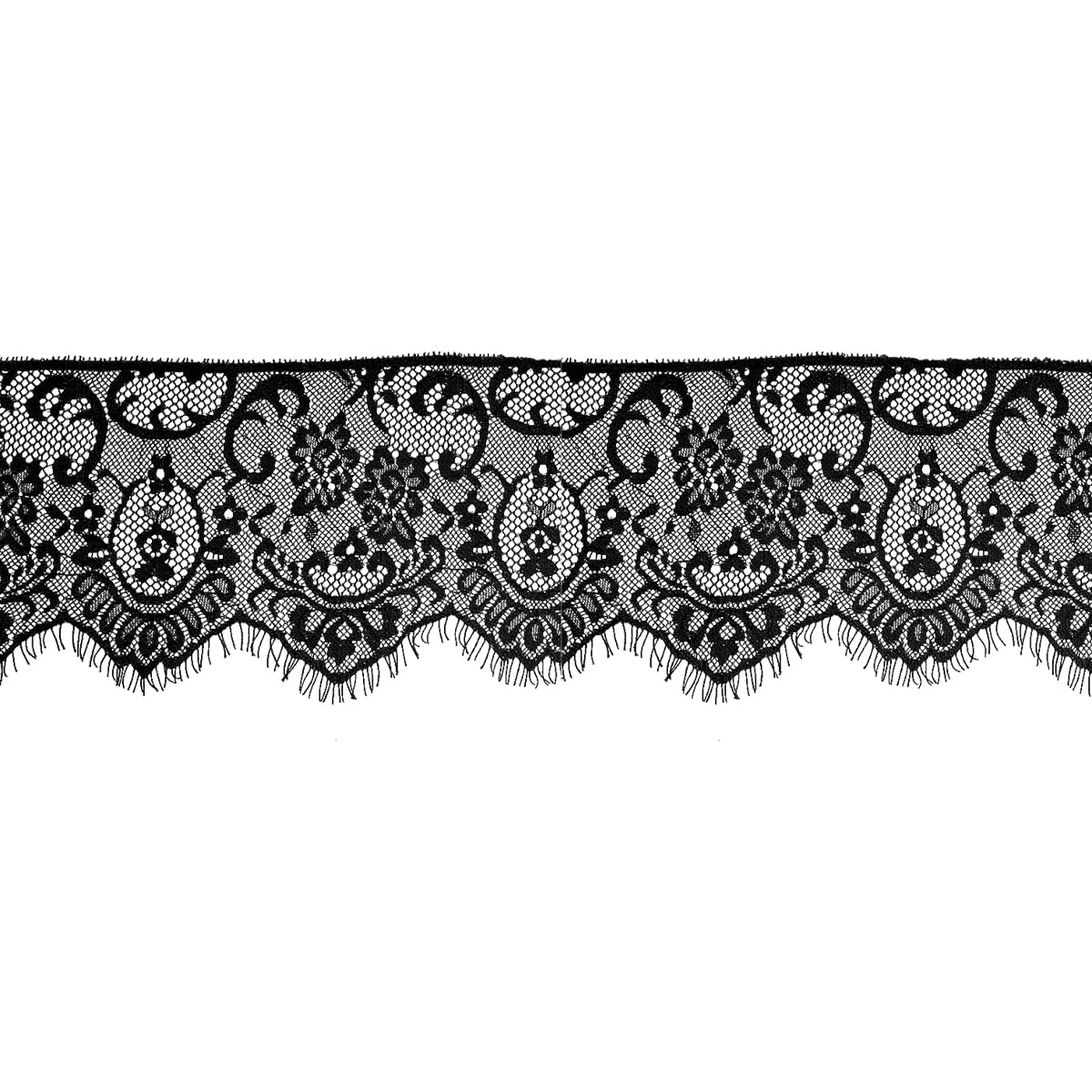 Tabanzhe 3m Lace Trim Ribbon-Black Embroidered Applique Tulle Lace Edge Trimming Fabric for Sewing Clothing Dress Embroidery Making DIY Crafts Wedding