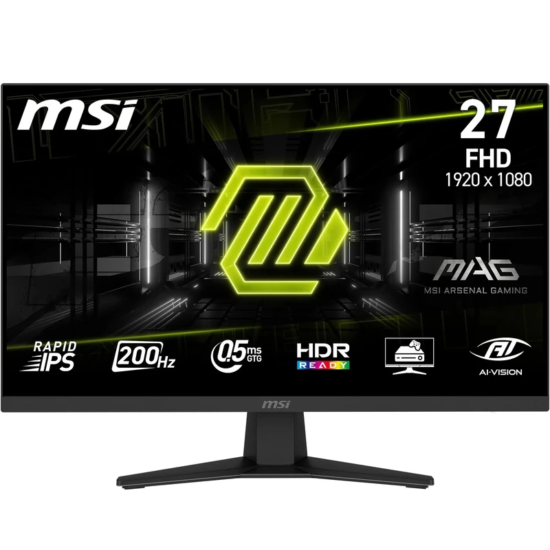 MSI MAG 274F 27-Inch FHD 1920x1080 Gaming Monitor - Rapid IPS, 200Hz, 0.5ms, HDR ready, Eye care, HDMI 2.0b, DP 1.2a, Frame-less, Tilt-Adjustable, Vesa Mount, Black