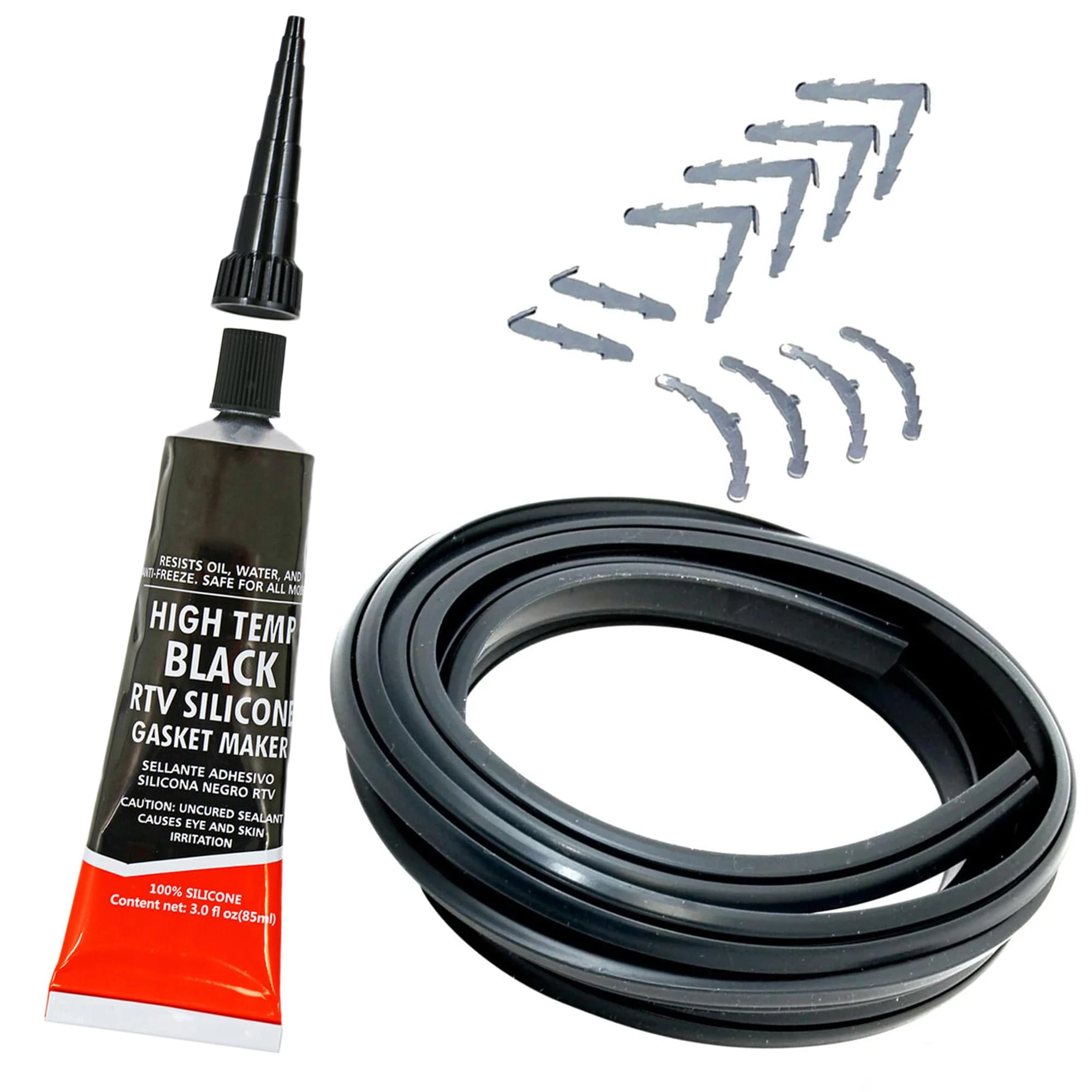 Universal 3 & 4 Sided Oven Door Seal Kit with Visbella V363 High Temperature Black Silicone Waterproof Sealant – Heat Resistant Oven Seal Glue & Sealant for Cooker Repair – Includes Installation Guide