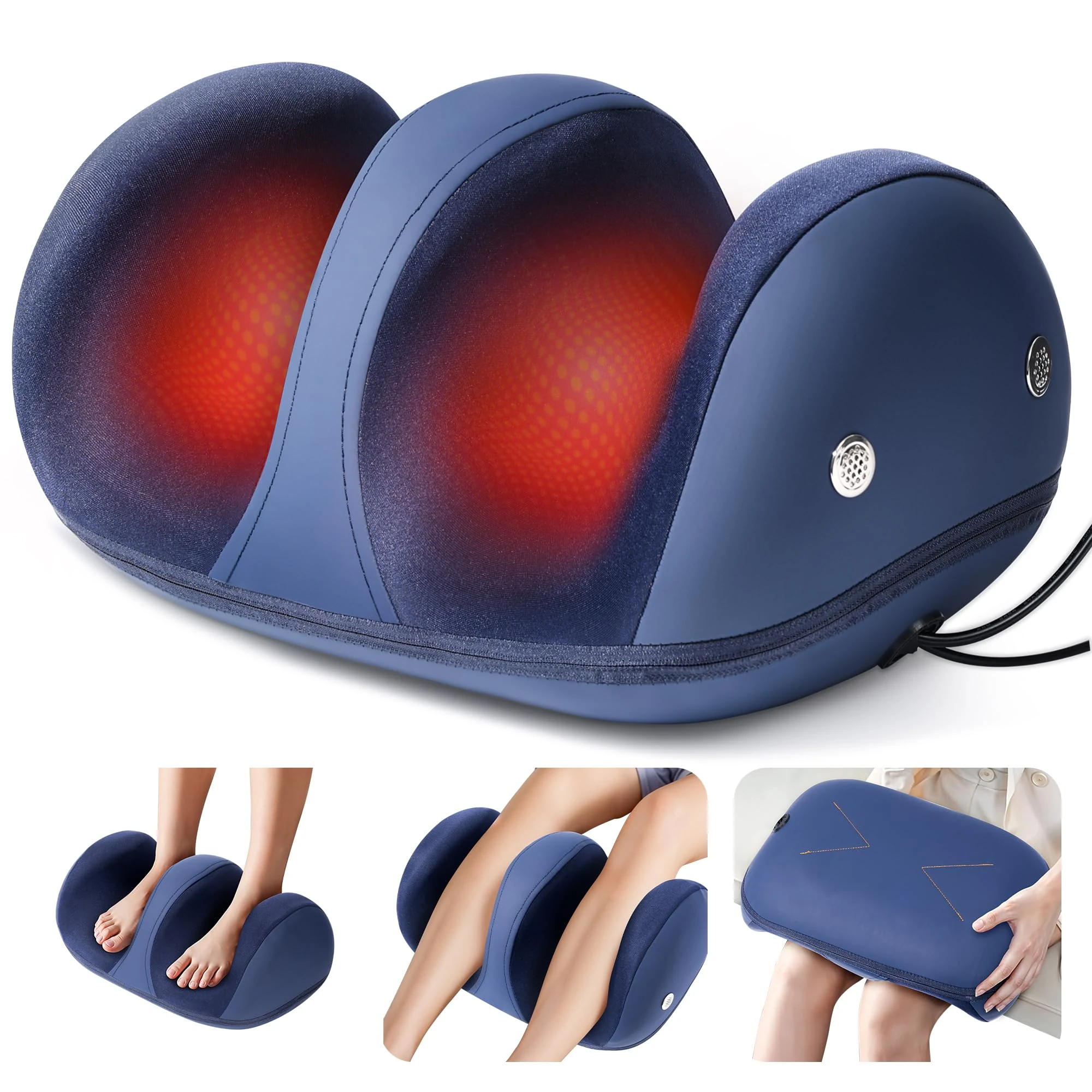 ZQQO Electric Heated Foot Massager Machine - Calf Foot and Leg Massager for Plantar Fasciitis as Gifts for Men & Women, Rolling Foot Massagers for Pain and Circulation with 12-Point 3D Massage Head