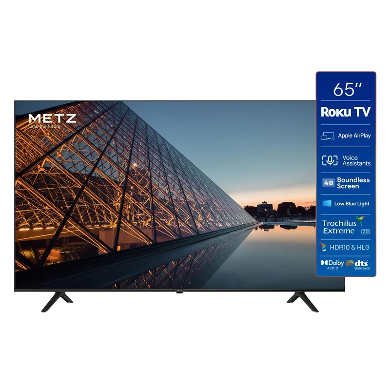 Metz Smart TV 65 inch HD Roku TV MRD6000 Series Television with HDR10 Direct LED Dolby Digital Voice Control