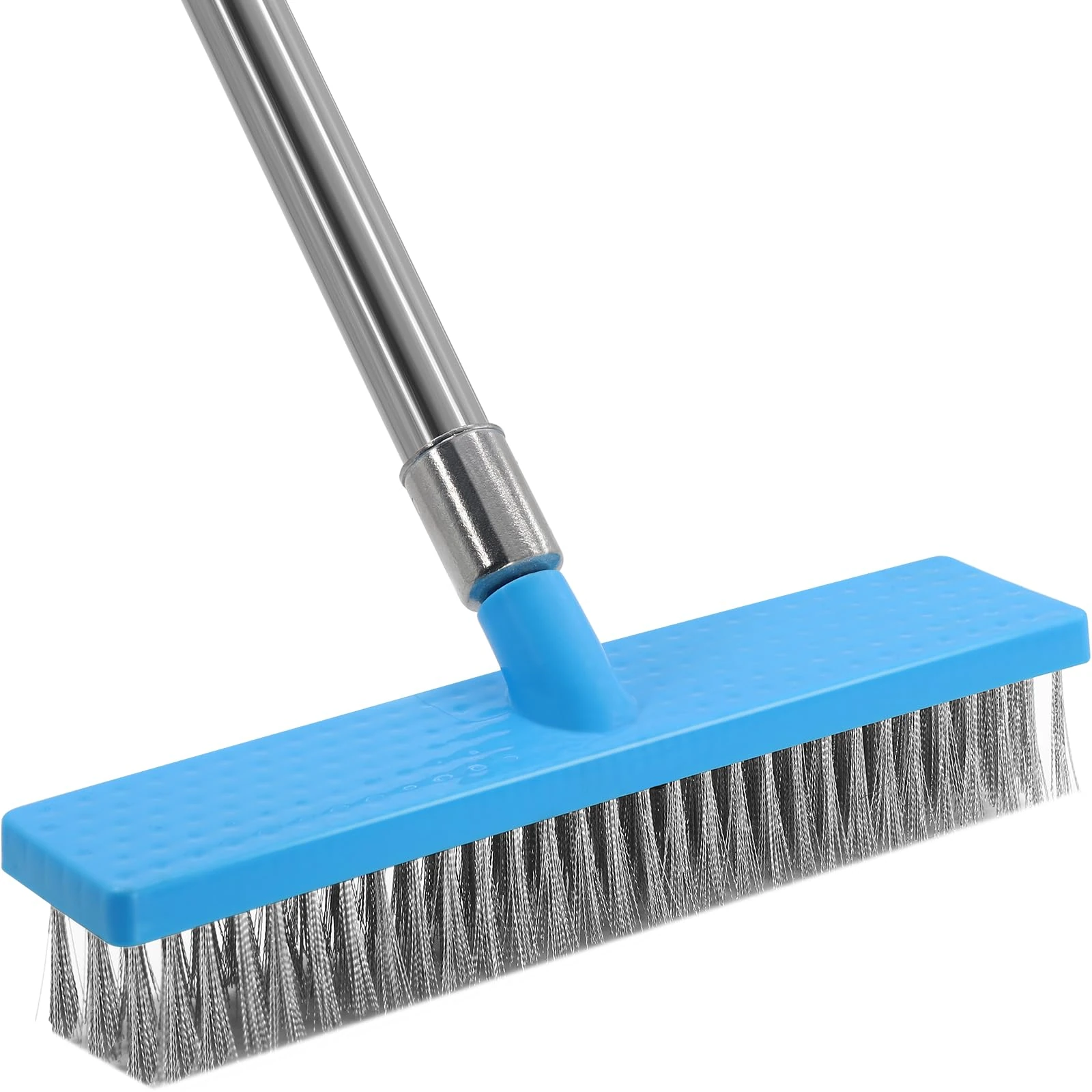 Newthinking Heavy Duty Yard Wire Broom with 63Inch Long Handle, 12Inch Hard Metal Wire Brush for Removing Weed, Moss Algae, Outdoor Yard Scrubbing Brush for Patio, Deck, Garden