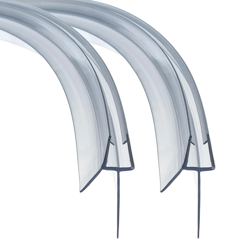 QOROCO Pre Curved Shower Door Seal Strip 2Pcs 80 cm for 4-6mm Curved Glass Covers up to 20mm Gap Shower Screen Seal Strip Replacement Pre - Curve Rubber Plastic Bath Shower Screen Seal Strip