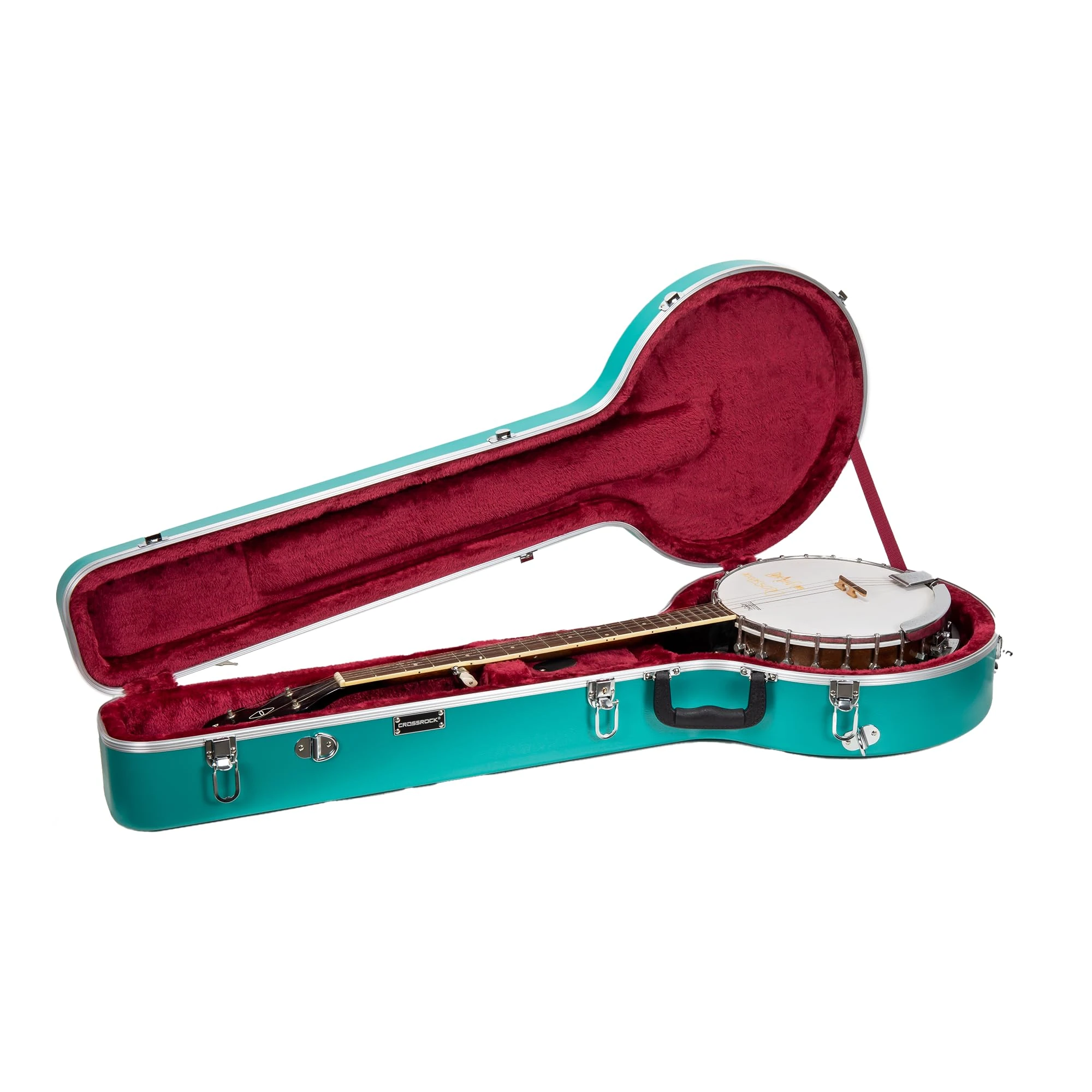 Crossrock ABS Banjo Case with Backpack Straps | Mint Blue Matt Finish for 5-String Resonator & Tenor – Plush Interior, Lock, Molded Hardshell -Mint Blue (CRA861BJMB)