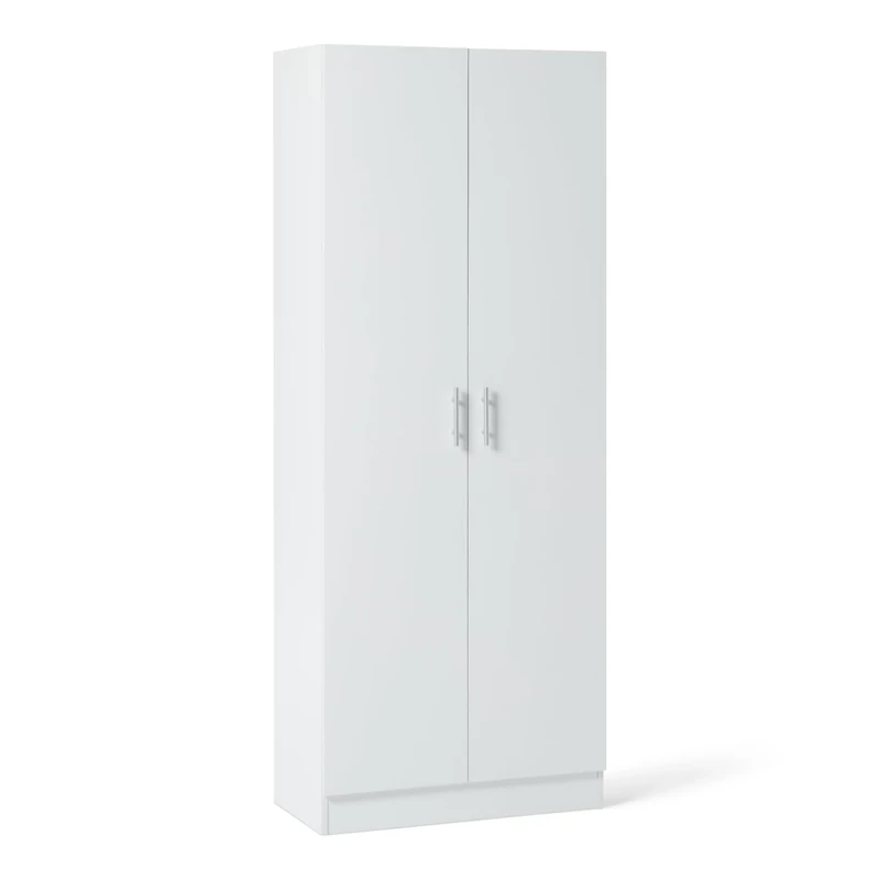 Amazon Basics Storage Cabinet for Kitchen, Hallway, Tall Freestanding Cupboard, Narrow Pantry Organizer with 2 Doors, Adjustable Shelves, White, 60 x 31.5 x 152.5 cm