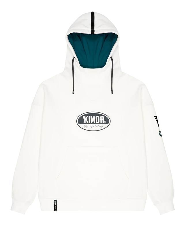 KIMOA Oval Flock Racing Hooded Sweatshirt, Off White, XL - Image 1