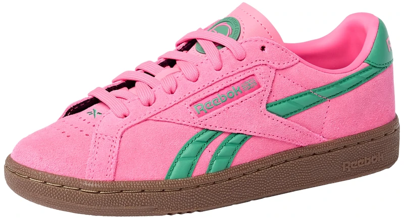 Reebok Women's Club C Grounds UK Sneaker, Atomicpink Upgradegreen Gum, 5