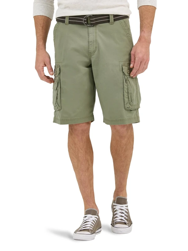 Lee Men's Dungarees New Belted Wyoming Cargo Short, Mercantile Green Ripstop, 40