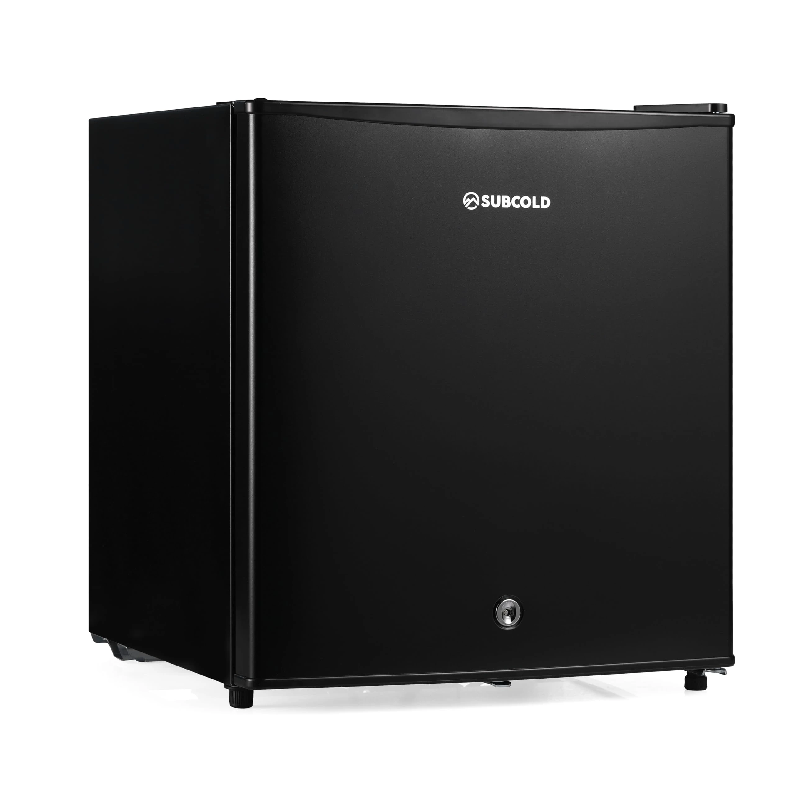 Subcold Eco50 Mini Fridge White | Table-Top Model | Counter-Top Fridge | Solid Door with Chiller Box | Lock & Key | Energy Efficient (45L, Black)