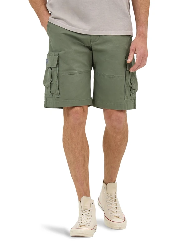 Lee Men's Extreme Motion Carolina Cargo Short, Olive Grove Ripstop, 34