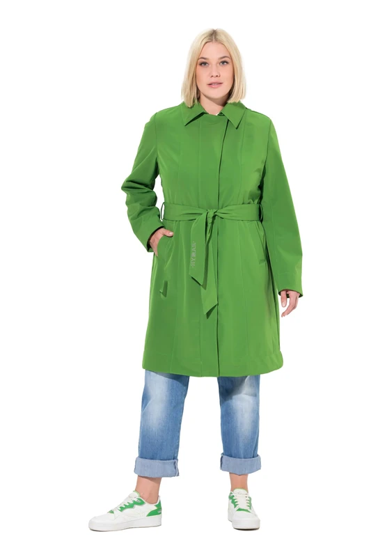 Ulla Popken Womenswear Plus Size Curvy HYPRAR Softshell Trench Coat Mint Green 46+ 835559438-46+