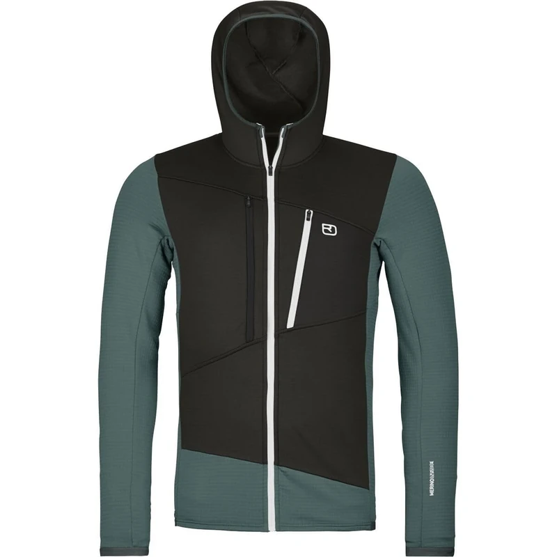 ORTOVOX Unisex Fleece Grid Hoody M Sweatshirt, Dark Arctic Grey, L EU