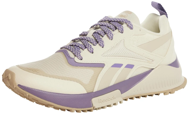 Reebok Women's Lavante Trail 2 Sneaker, Alabaster Classic Beige Purple Fusion, 2.5 UK