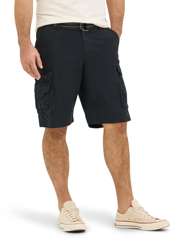 Lee Men's Dungarees New Belted Wyoming Cargo Short, Black Ripstop, 34